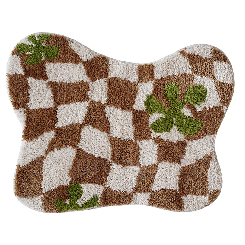 Navak Carpet Plaid Irregular Kitchen Rugs Soft Fluffy Tufting  Carpet Rugs Non-Slip Abosrbent Bathroom Floor Mat Bedroom  Toilet Door Carpet